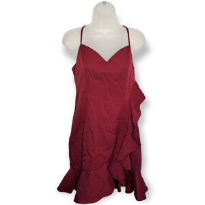 AQUA Ruffle Dress in Raspberry size Medium